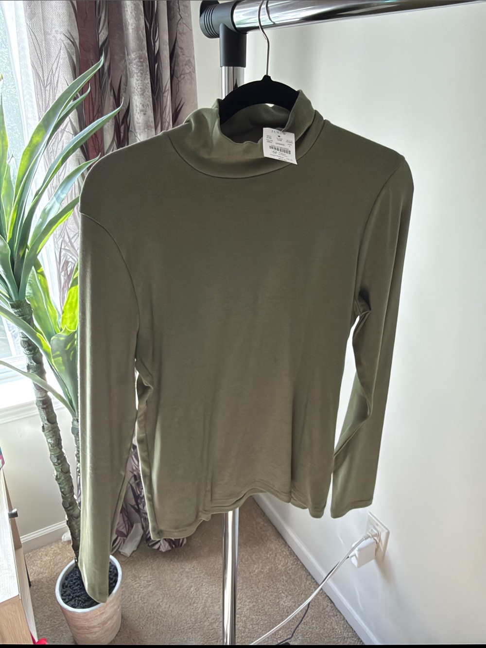 J. Crew Olive Turtleneck Long-Sleeve Top